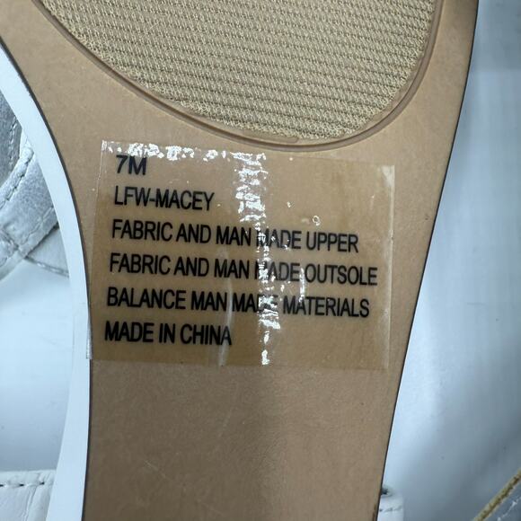 NEW London Fog Macey Demi Wedge Dress Sandal Women 7M White Slingback Rhinestone - Picture 11 of 11